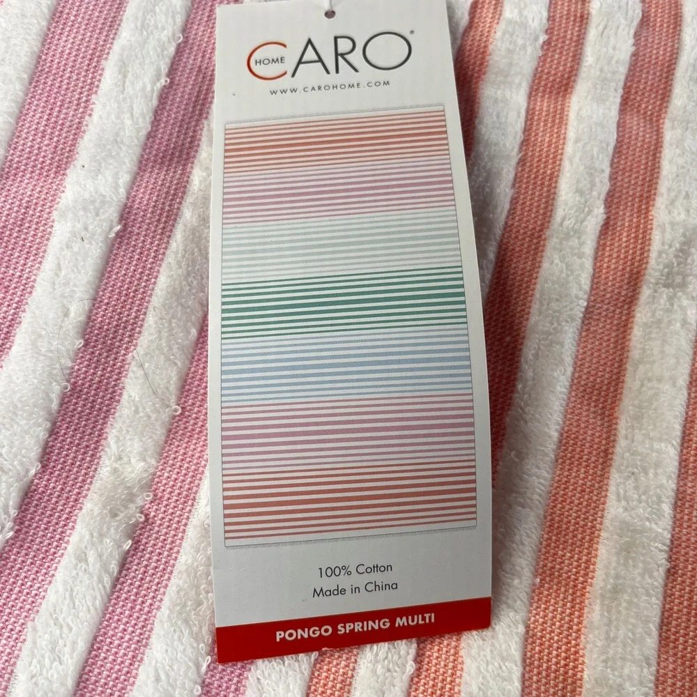 Caro‎ Home Pongo Spring Multi Striped Cotton Beach Towel 36x68 Pink Orange Blue